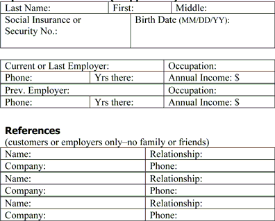 Business Plan Step 97: Sample Application Form